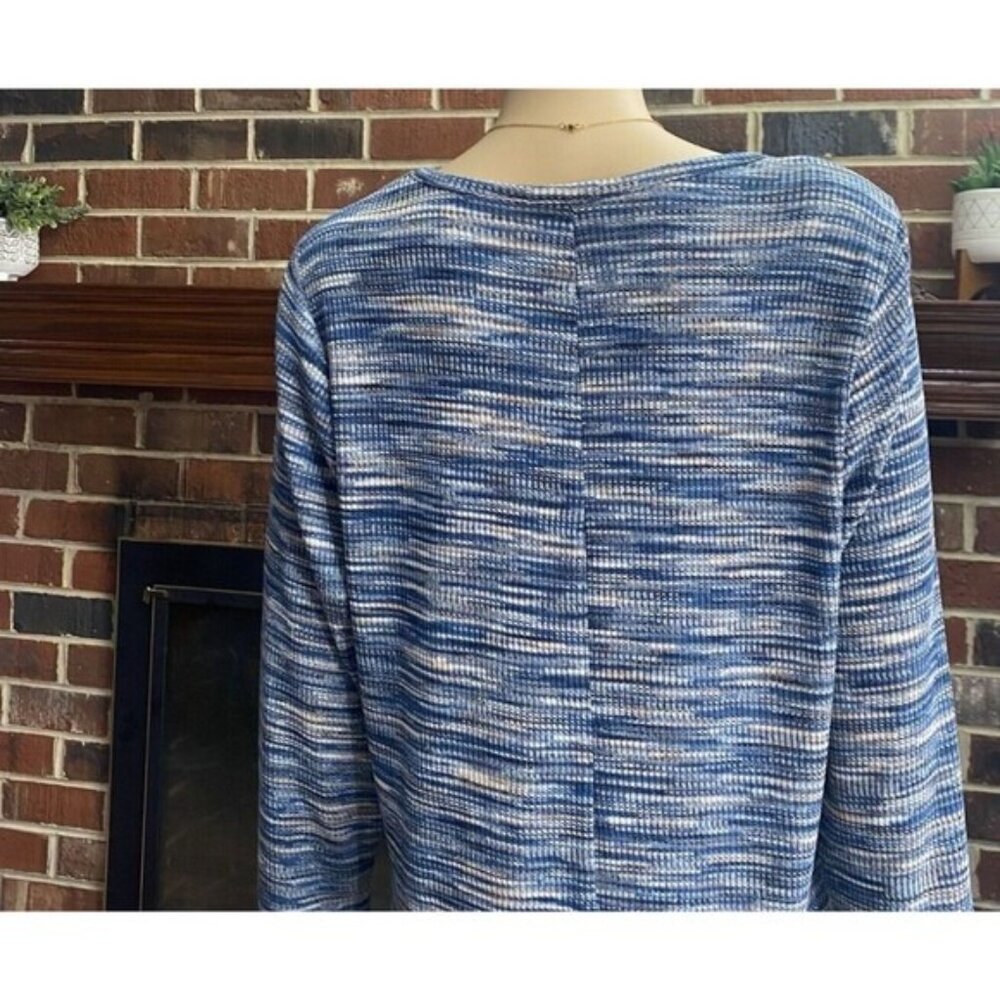 Lane Bryant Womens Size 18/20 Cut-Out Knit 3/4 Sleeve Shirt Blue Top Used - Picture 10 of 13